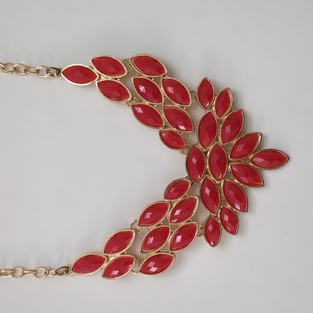 Red & Gold Bib Necklace